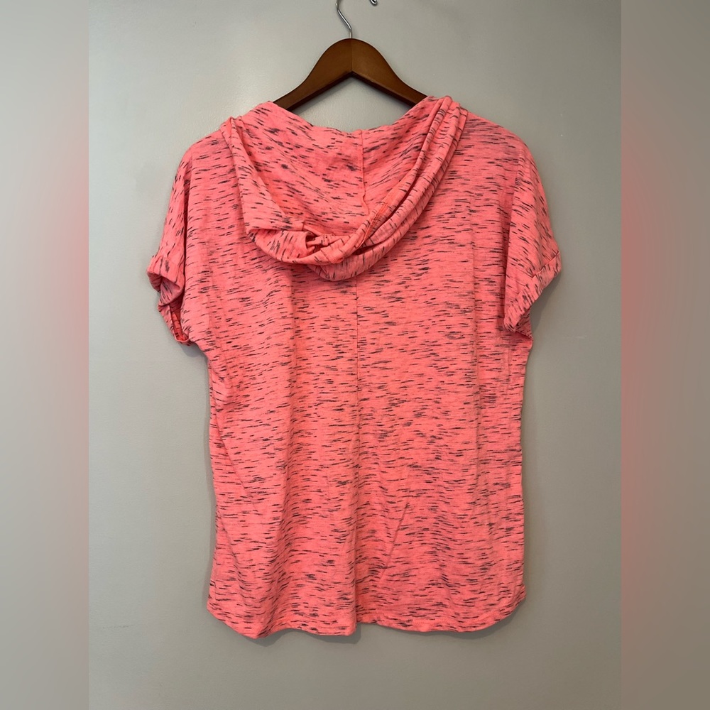 Reebok Coral & Black Striped Hoodie Shirt - Size Large 🏋️♀️✨ - Picture 4 of 7